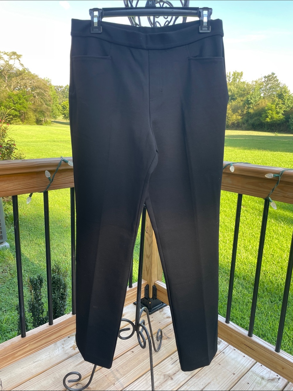 Susan Graver Black Ponte Pull-On Skinny Pants